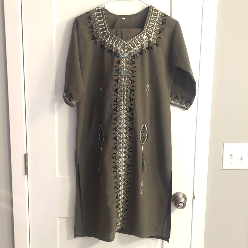 Pakistani/ Indian Shalwar Kameez with mirrors and tassels